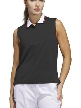 Adidas Beyond The Course Twistknit Sleeveless Golf Polo Black NWT Women’s Large
